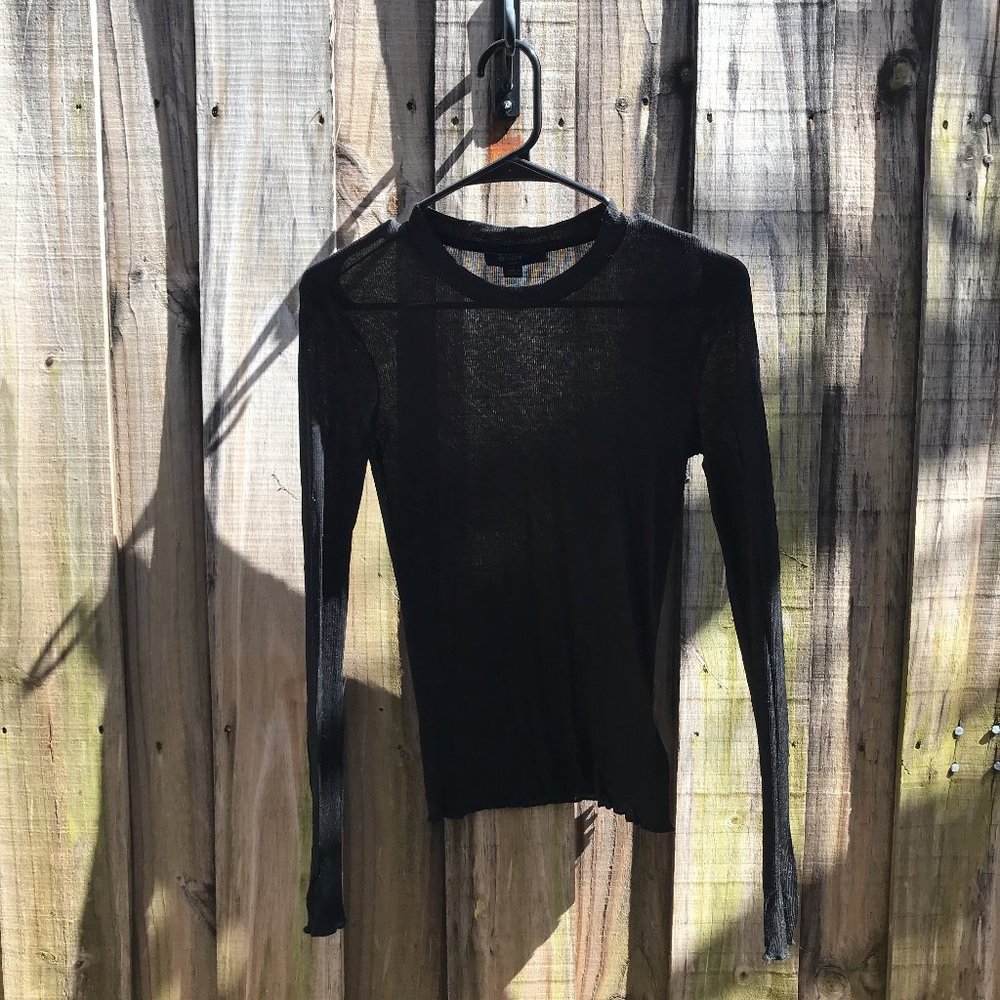 Allsaints Sheer ribbed longsleeve top (black)